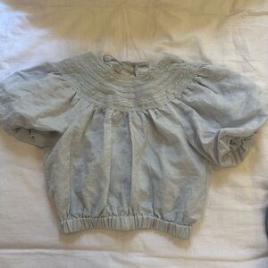 Chelsea & Violet Baby Blue Linen Blouse Size XS